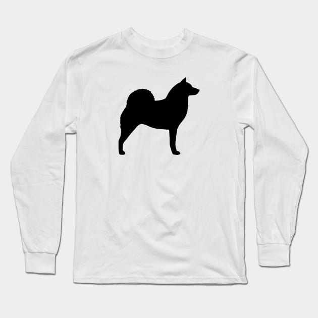 Finnish Spitz Silhouette Long Sleeve T-Shirt by Coffee Squirrel
